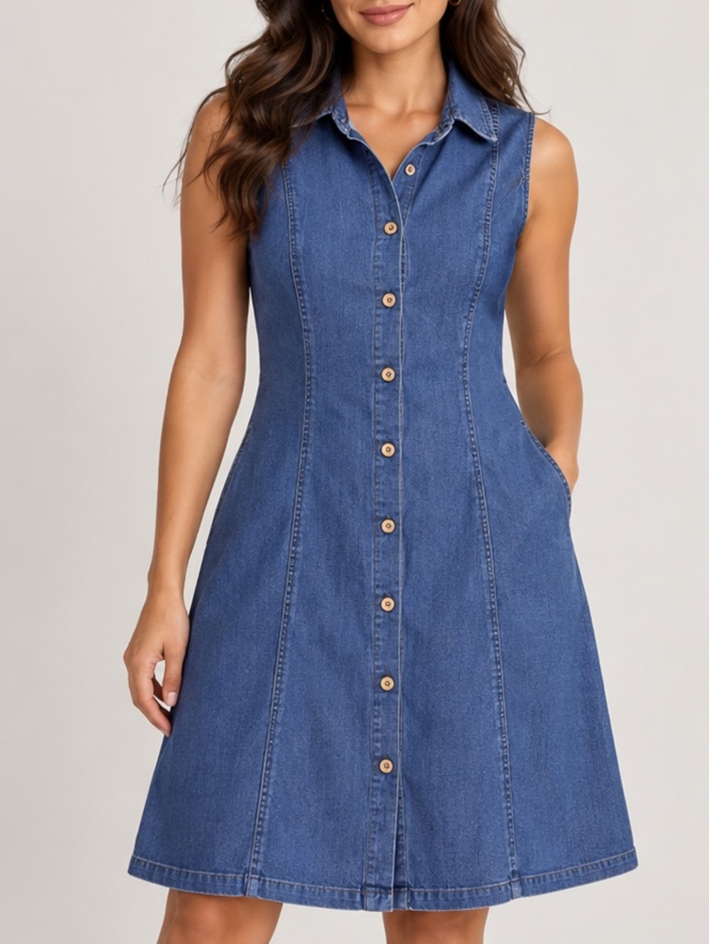 Anne Klein button up denim dress.